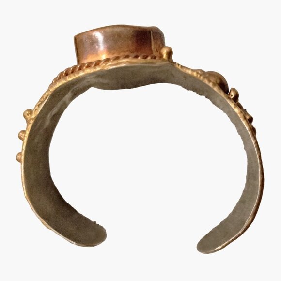 Ammonite Fossil Brass Silver Cuff Bracelet Boho Chic Jewelry Adjustable Unique - Picture 9 of 10